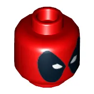 Minifig Head Deadpool, Large Black Eyes Print [Hollow Stud]