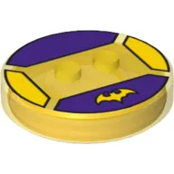 Function Brick Round 4 x 4 x 2/3 with 2 Studs and Batman Logo on Dark Purple Background Print