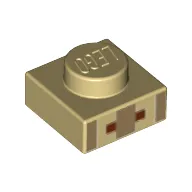 Plate 1 x 1 with 3 Dark Tan Rectangles and 2 Black Squares Print [Minecraft Villager Mouth and Nose]