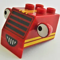 Duplo Forklift Front with Grille, Yellow Stripes and White Headlight Eyes Print (Sumsy)