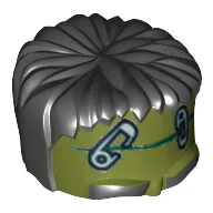 Head Top, Frankenstein Monster with Black Hair and Safety Pins Print