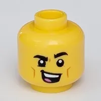 Minifig Head Cheeky, Open Mouth Singing, Lowered Eyebrow print [Hollow Stud]