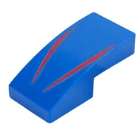 Slope Curved 2 x 1 No Studs with Red Stripes print