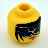 Minifig Head Radia, Female, Glasses with Headset, Long Hair and Red Lips Print [Blocked Open Stud]