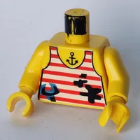 Torso Tank Top, Stains, Wrench, Anchor Tattoo Print, Yellow Arms and Hands