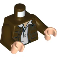 Torso Jacket, Open over White Shirt Print, Dark Brown Arms, Light Nougat Hands