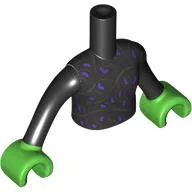 Minidoll Torso with Silver/Gold Decorations print, Black Arms, Bright Green Hands