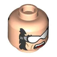 Minifig Head Wolverine, Sideburns, Stubbled Beard, Angry / Scowling, White Goggles print