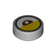 Tile Round 1 x 1 with Reddish Brown Eye Center, Yellow Eyelid (White Dot Away from Eyelid) print