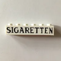 Brick 1 x 6 without Bottom Tubes with Cross Side Supports with 'SIGARETTEN' print