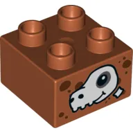 Duplo Brick 2 x 2 with Dinosaur Skull Print