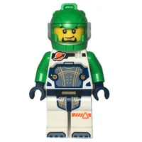 Astronaut, White Spacesuit, Bright Green Helmet, Beard