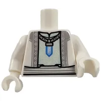 Torso Robe, Necklace with Crystal Pendant, Light Bluish Gray Trim Print, White Arms and Hands