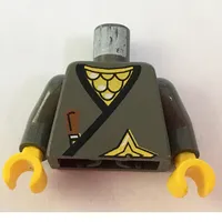 Torso Robe, Brown Dagger, Gold Star, Gold Scale Mail Print, Dark Gray Arms, Yellow Hands