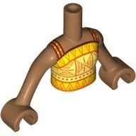 Minidoll Torso Girl with Medium Nougat Arms and Hands with Yellow/Bright Light Yellow Top, Orange Decorations print