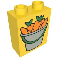 Duplo Brick 1 x 2 x 2 with Bucket of Carrots Print