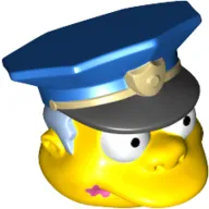 Minifig Head Special, Simpsons, Chief Wiggum with Pink Doughnut Frosting Splotch on Mouth Print