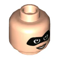 Minifig Head Elastigirl (Mrs. Incredible), Black Eyemask, Open Smile / Angry Print [Hollow Stud]