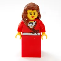 Woman, Cardigan Tied with Bow and Necklace, Red Skirt (3626bpr0043 Head)