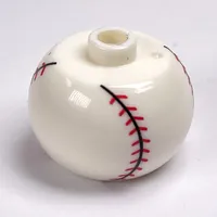 Pen Bead, Round Orb with Baseball with Vertical Seam Print