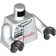 Torso Racing Jacket, Mercedes, Mobil 1, BOSS, and SANTANDER Logos Print, White Arms, Black Hands
