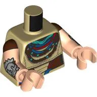 Torso, Tunic, Dark Brown/Dark Turquoise Beads, Neckerchief, Silver Armour On Arms print, Light Nougat Arms and Hands