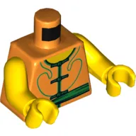 Torso Robe with Green Trim and Sash Belt Print, Yellow Arms and Hands