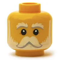 Minifig Head Ferry Captain, White Eyebrows, Big Mustache and Beard, Crows Feet print
