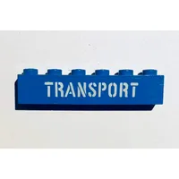 Brick 1 x 6 with 'TRANSPORT' Stencil White print