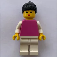 Woman, Medium Dark Pink Torso, White Legs, Black Hair