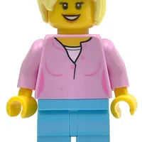 Woman, Bright Pink Top, Medium Azure Legs, Bright Light Yellow Hair