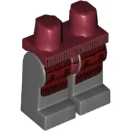 Hips and Dark Bluish Gray Legs with Dark Red Samurai Leg Armor Print