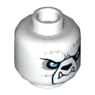Minifig Head Icebite / Icerlot, Bear with Black Nose, White Fangs, Blue Eyes and Gray Tribal Markings on Back Print [Hollow Stud]