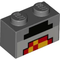 Brick 1 x 2 with Pixelated Lit Forge Print