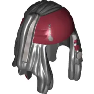 Hair Dreadlocks with Beads and Dark Red Bandana Print