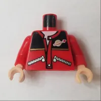 Torso Jacket with Zippers, Black Top, Classic Space Logo, White Undershirt Print, Red Arms, Light Nougat Hands