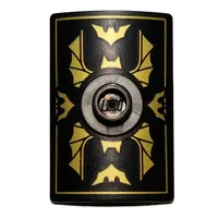 Shield Rectangular Curved with Stud with Gold Bat Wings and Batman Logo Print