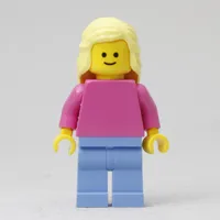 Woman, Plain Dark Pink Torso, Medium Blue Legs, Bright Light Yellow Hair