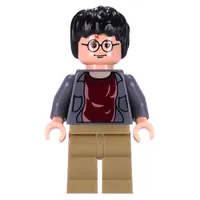 Harry Potter, Open Dark Bluish Gray Jacket over Dark Red Shirt, Dark Tan Legs