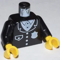 Torso Jacket, Police Uniform with White Badge and Pocket Print, Black Arms, Yellow Hands