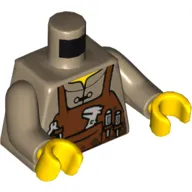 Torso Shirt with Reddish Brown Apron with Pocket and Loops and Light Bluish Gray Tools Print, Dark Tan Arms, Yellow Hands