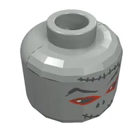 Minifig Head Pharaoh Hotep, Mummy, Eyebrows, Red around Eyes, Pupils Print