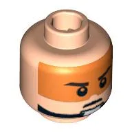 Minifig Head Zev Senesca / Captain Jag, Eyebrows, Pupils and Orange Visor Print