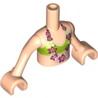 Minidoll Torso Girl with Lime Bikini Top with Magenta and White Lei Print, Light Nougat Arms with Hands