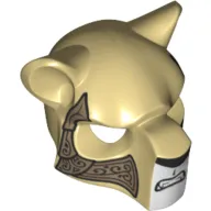 Mask Feline with Black Nose, Bared Teeth and Ornate Gold Armor Plates Print