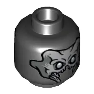 Minifig Head Sakaaran, Dual Sided, Skull with Mandibles and Silver Eyes / Exoskeleton and One Eye Print [Hollow Stud]