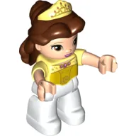 Duplo Figure Belle, Reddish Brown Hair, White Legs, Bright Light Yellow Tiara Print