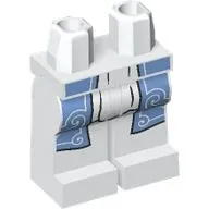 Hips and White Legs with Medium Blue Robe Ends, Silver Decorations, White Dress print