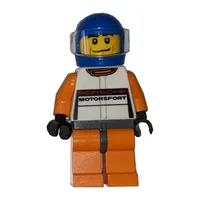 Race Driver, White Torso, Orange Legs, Blue Helmet, Porsche