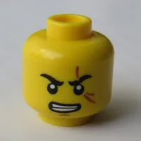 Minifig Head Kai, Eyebrows, Scar over Eye, Clenched Teeth Print [Hollow Stud]